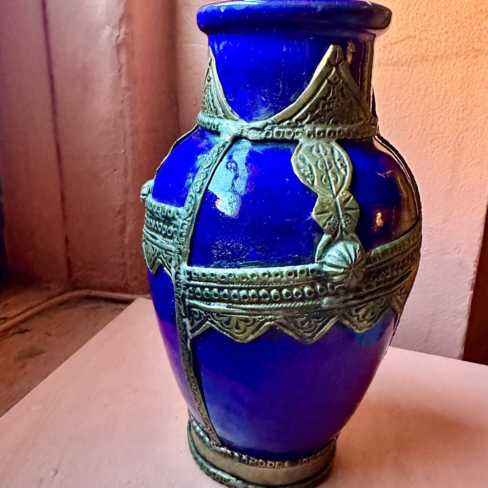 Vintage Moroccan Majorelle Blue vase